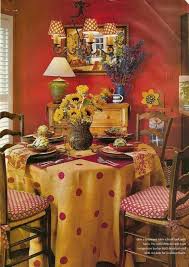Red Gold And Dotty Dats A Lotta Polka Dots In 2019 French Country Decorating French Country Dining Country Dining Rooms