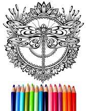 Coloring pages of dragonfly for kids. Dragonfly Mandala Coloring Sheet Hand Drawn Coloring Page Dragon Fly Coloring Page Pdf Image Mandala Coloring Pages Dragonfly Tattoo Design Coloring Pages