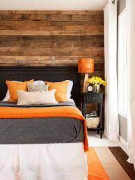 Hang some wallpaper up behind your bed and frame with wood to create faux wall panels. 39 Jaw Dropping Wood Clad Bedroom Feature Wall Ideas