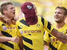 Spiderman face mask at asos. German Super Cup 2014 Spiderman Helps Borussia Dortmund Beat Bayern Munich As German Season Gets Underway The Independent The Independent