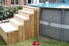 Diy Above Ground Pool Ladder Stairs Above Ground Pool Landscaping Backyard Pool Landscaping Above Ground Pool Stairs