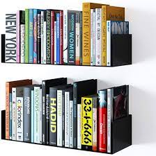 Its design is very simple; Amazon Com Wallniture Bali Floating Wall Mount Metal U Shape Shelf Book Cd Dvd Storage Display Bookcase Black Set Of 2 Kitchen Dining