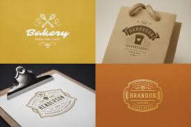 Download Bakery Logos And Badges In Logo Templates On Yellow Images Creative Store PSD Mockup Templates