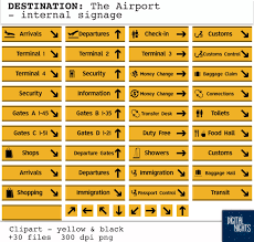 Black And Yellow Signs From Around The World Destinations The Airport Internal Signs Yellow Black Clipart Digital Collage Png Instant Download Clip Art Digital Collage Travel Clipart