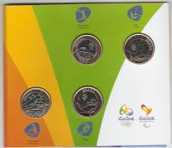 Dessa forma, ao todo são 16 modelos bimetálicos de r$ 1,00 identificados pelos desenhos das modalidades esportivas e mascotes dos jogos. Cartela Com A Segunda Serie Das Moedas Das Olimpiadas E Paraolimpiadas Rio 2016 Numismatica Vieira