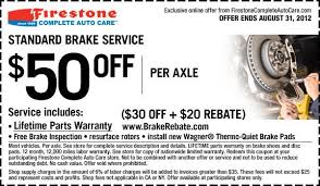 50 Off 30 Off 20 Rebate Standard Brake Service Free Brake Inspection In Store Printable Firestone Coupon Brake Service Brake Inspection Brake Pads