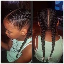 Two Braids Feed In Braids Hairstyles Mixed Kids Hairstyles Lil Girl Hairstyles