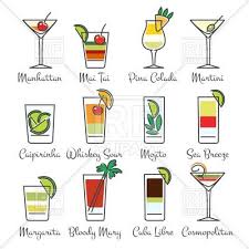 Set Of Alcohol Cocktails Icons Alcohol Spirits Liquor Cocktail Rfclipart Vector Wineglass Cocktail Illustration Cocktails Drawing Cocktail Book