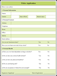 Download This Printable Police Application Form Example In Microsoft Word Pdf And Open Office Formats Polic Form Example Application Form Document Templates