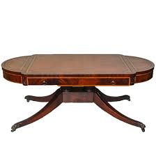 Theodore alexander mahogany leather top drop leaf gate leg coffee table. Lot Art Vintage Duncan Phyfe Style Oval Coffee Table With Leather Inlay