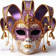 Great ready for your Mardi Gras Party with this nice lot of vintage Mardi  Gras beads, masks and jesters head