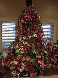 Black And White Checkered Christmas Decorations Another Picture Of My Tree It Is 9 Ft White Prelit Tree It Is All Candy And Snowme Flocked Christmas Trees Christmas Tree Design Holiday Entertaining Decor