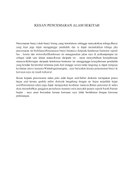 3.2 menganalisis kesan pencemaran alampanitia sains kvkk 2013. Kesan Pencemaran Alam Sekitar