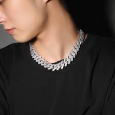 THE BLING KING-Collier Ras du Cou en Rapcubain, Bijoux Punk, Hip Hop, avec  3 Rangées de Pavés Cubiques, Contre-indiqué, 20mm