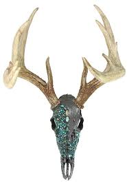 Deer Skull W Turquoise Deer Skull Art Painted Deer Skulls Cow Skull Decor