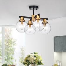 Black And Gold Flush Mount Ceiling Light Tegan Black Gold 4 Light Flushmount Ceiling Light With Glass Shades Warehouse Of Tiffany Ceiling Lights Flush Ceiling Lights Flushmount Ceiling Lights