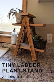 Here are 10 of our favorite stepladder plant stands for houseplants (includin. Tiny Ladder Plant Stand My Happy Simple Living Diy Wood Projects Diy Plant Stand Small Wood Projects