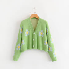 2020 S Clothing Aoemq Women Cardigan Female Sweaters Cute Light Green Symbol Life Vintage Sweater Spring Sweaters With Flower Print Women Tops From App003 30 96 Dhgate Com