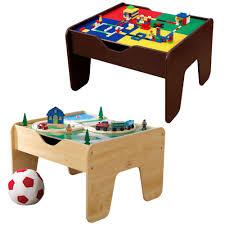Kidkraft 2 In 1 Activity Train Table Lego Compatible Set Espresso Natural Storage Kids Room Activity Table Kids Storage