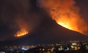 It stretches from the mountainous spine of the cape peninsula to the tip of the cape point. Cape Town Skyline Is Engulfed By Flames Daily Mail Online