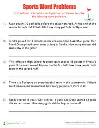 These 8th grade math worksheets represent problems like equations, word problems, long format questions, etc. Sports Word Problems Worksheet Education Com Word Problems Word Problem Worksheets Math Word Problems