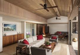 Open Living Room In Mid Century Modern Home In Honolulu Hawaii Mid Century Modern House Interior Design Residential Construction