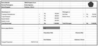 Contoh Slip Gaji Karyawan Terlengkap Guru Word Pdf Excel