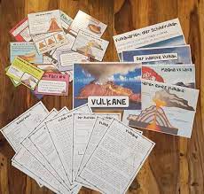 vulkane materialpaket wissenskartchen arbeitsblatter legeubung prasentation unterrichtsmaterial im fach erdkunde erdkunde kunstunterricht vulkane