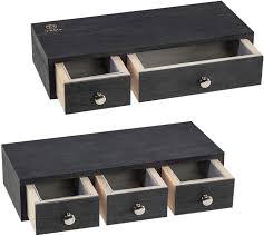 It took forever to arrive, but it was well worth the wait, it looks amazing. Amazon Com Floating Shelf With Drawer Wall Mounted Set Of 2 Rustic Wood Wall Floating Shelves For Storage And Display 12 X 5 X 2 6 Inch Black Kitchen Dining