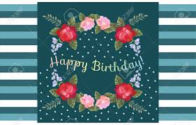 Find & download free graphic resources for birthday flowers. Happy Birthday Greeting Card With Beautiful Flowers On Striped Royalty Free Cliparts Vectors And Stock Illustration Image 80875541