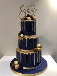 Turning 60 is such a great milestone to celebrate. Gold Drip And Navy 60th Birthday Cake Etoile Bakery