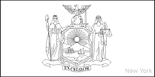 Color the flag yellow with a red symbol. New York State Flag Coloring Page Coloring Home