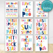 Maybe you would like to learn more about one of these? Set Of 9 Colorful Kids Bathroom Signs Digital File Printable Diy Bobotemp