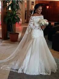 Trumpet Mermaid Off The Shoulder Long Sleeves Lace Sweep Brush Train Tulle Wedding Dresses Long Sleeve Mermaid Wedding Dress Long Sleeve Wedding Dress Lace Lace Mermaid Wedding Dress