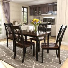Sync up your dining room style with these full dining room sets from star furniture. Dining Table Sets Clearance 5 Piece Dinette Set Solid Acacia Wood Rectangular Table With Thick Legs Frame Dining Table And Chairs For Dining Room Living Room Kitchen Restaurant Black S8068 Walmart Com