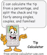 tip calculator to calculate gratuity and split the check