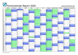 Im ferienkalender finden sie die schulferientermine1) für bayern im überblick. Schulferien Kalender Bayern 2020 Mit Feiertagen Und Ferienterminen
