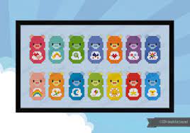 Presenting care bears in counted cross stitch. Care Bears Digital Cross Stitch Pattern