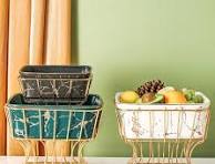 Bol à salade carré Simple lumière luxe marbre motif creux fer support  assiette de fruits bol à salade en céramique grand bol à fruits