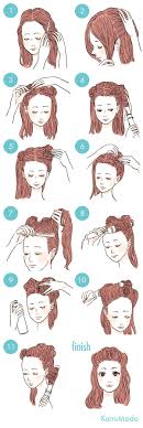 前髪をロールアップ 50年代風レトロなハーフダウン イラスト付き ヘアスタイリング ヘアスタイリングの基本 ヘアーデザイン