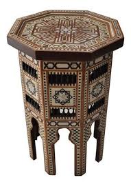 Moroccan Mother Of Pearl Mosaic Inlaid Wood Coffee Side Table 2 Inlay Furniture Oriental Furniture Middle Eastern