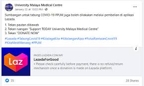 Ppum Mohon Sumbangan Tabung Covid 19 Melalui Lazada