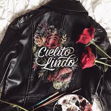 Maggie Enterrios Hand Painted Leather Floral Leather Jacket Painted Leather Jacket Painting Leather