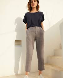 Carrot Trousers Natural Linen Ink Navy Iphonow Comptoir