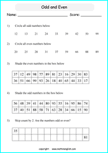 counting whole numbers odd and even ordinal math worksheets for all primary grade levels