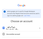 Can't login to admin console - stuck at "select an account ...