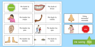Choose the word by clicking on the first letter and going over the word. Different Illnesses Card Game Spanish Teacher Made