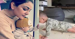 काजल अग्रवाल के बेटे नील का प्लैंक वीडियो वायरल