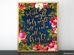 Shall not be passed by the evil. Silent Night Lyrics Printable Christmas Decor In Gold Navy Blue And Blursbyai