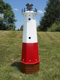 Door is decorative and does not open. Well Pump Cover Wooden Lighthouse With Solar Light Decorative Etsy